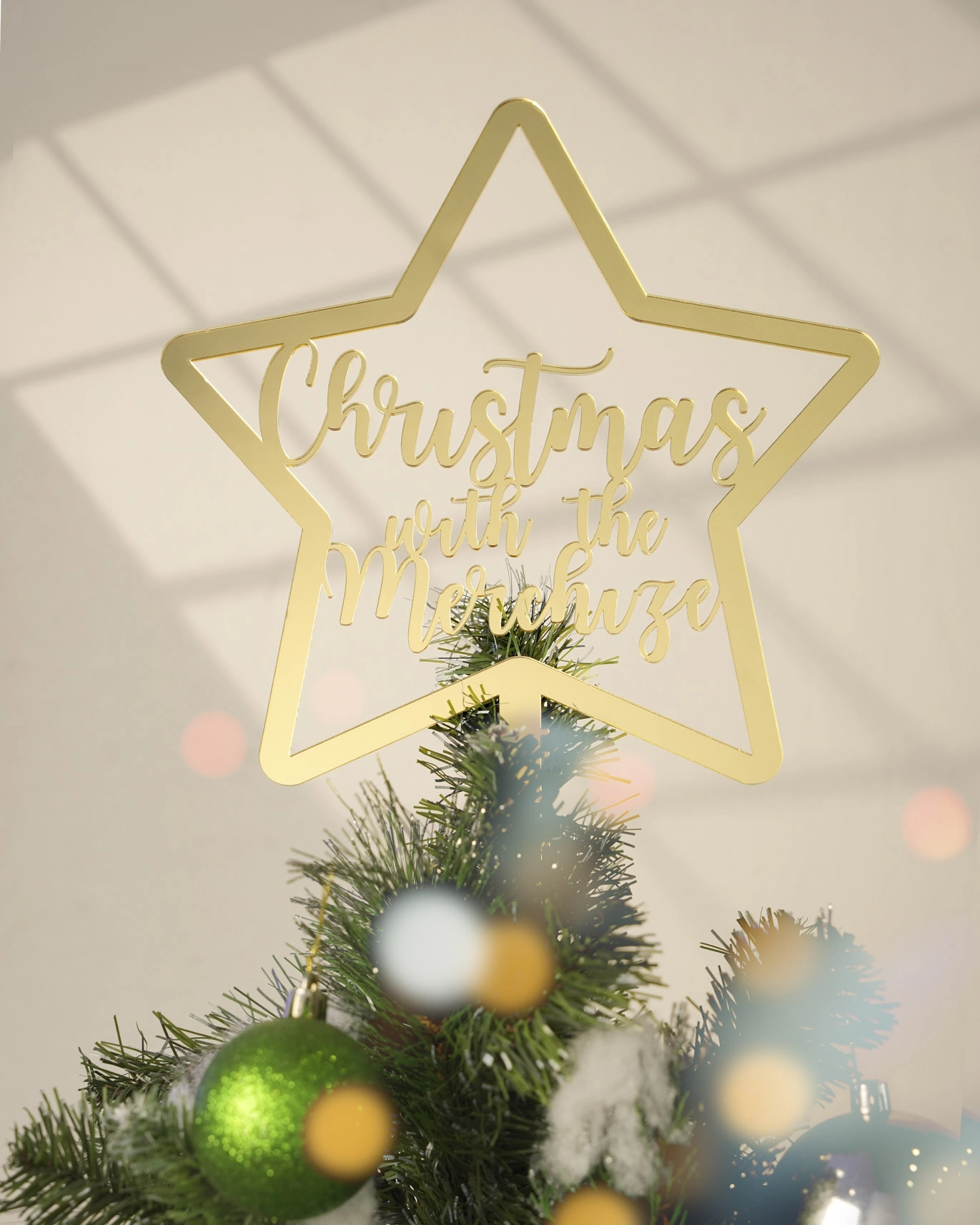 Custom Shape Acrylic Mirror Christmas Tree Topper