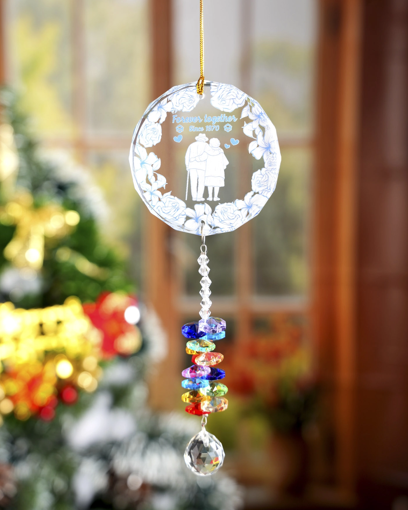 Glass Ornament With Crystal Charm