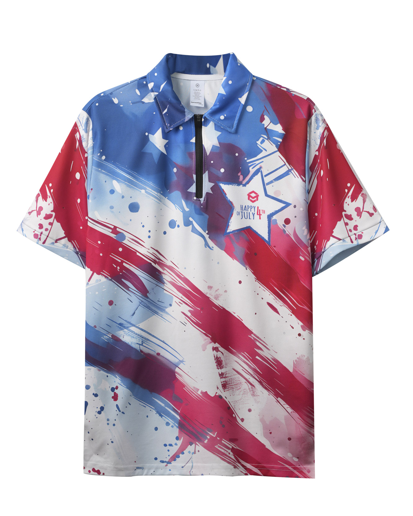 All-over Print Zip Polo Shirt (Lightweight)