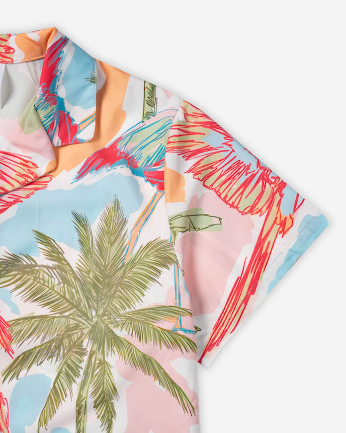 All-over Print Women's Simple Crop Hawaiian Shirt 