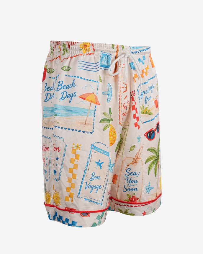 All-over Print Men's Satin Pajama Shorts