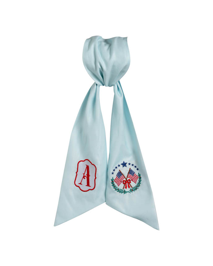 Embroidered Linen Door Wreath Sash