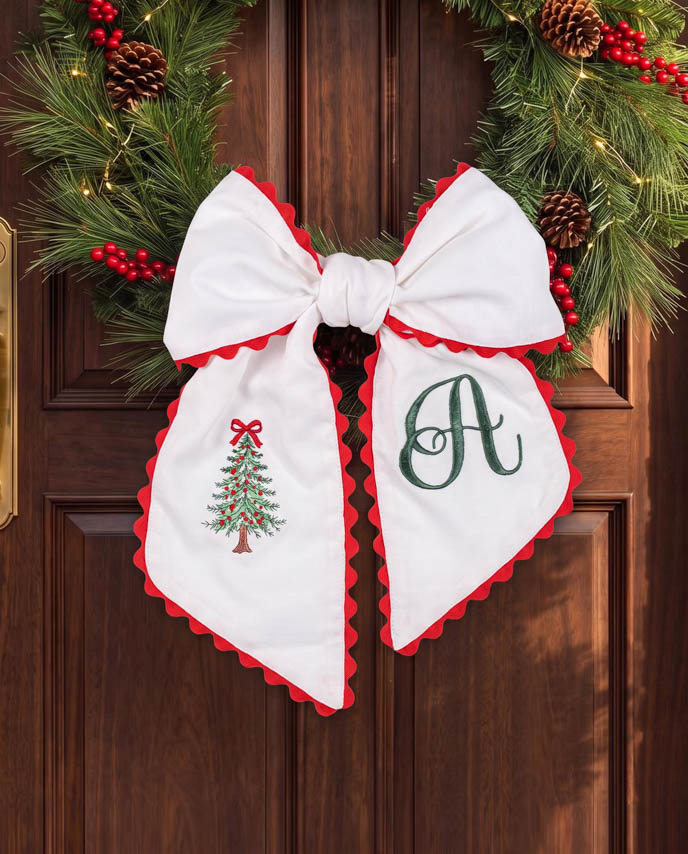 Embroidered Lace Linen Door Wreath Sash