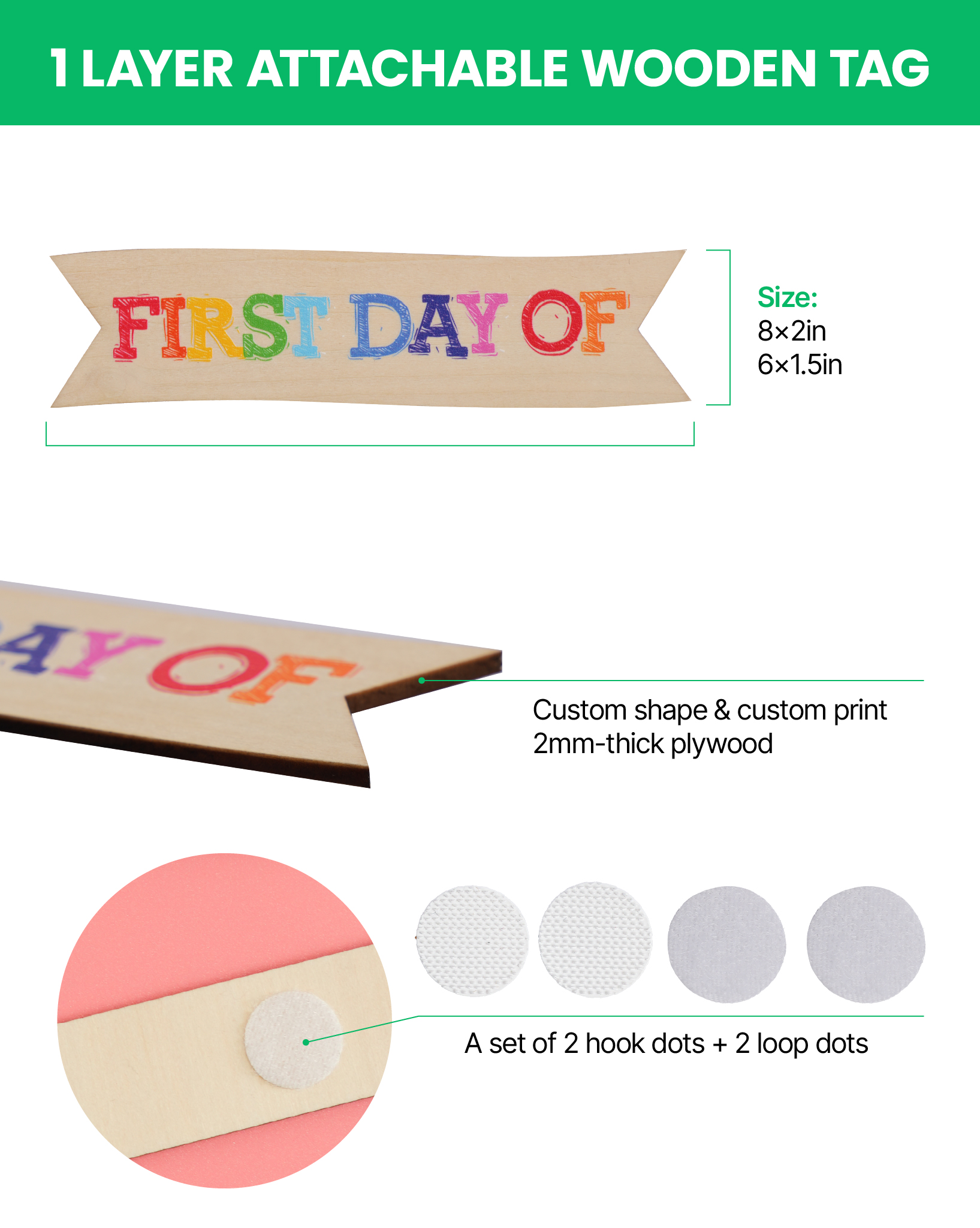 1 Layer Attachable Wooden Tag