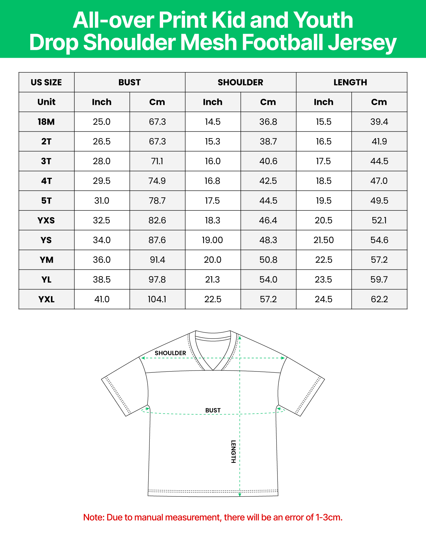 All-over Print Kid and Youth Drop Shoulder Mesh Football Jersey