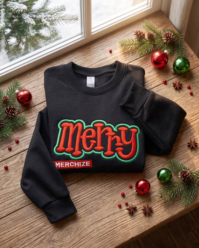 3D Puff Embroidered Lightweight Classic Unisex Sweatshirt