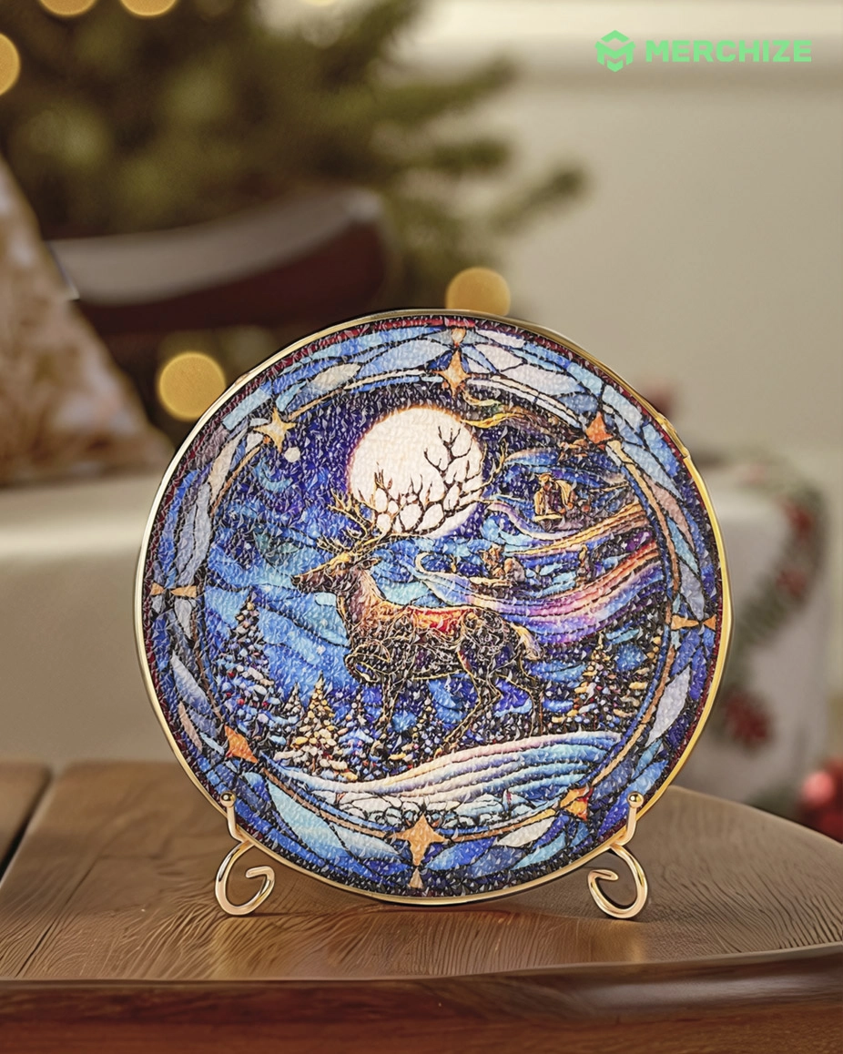 Stained Glass Suncatcher for Window Hanging (Golden Frame)