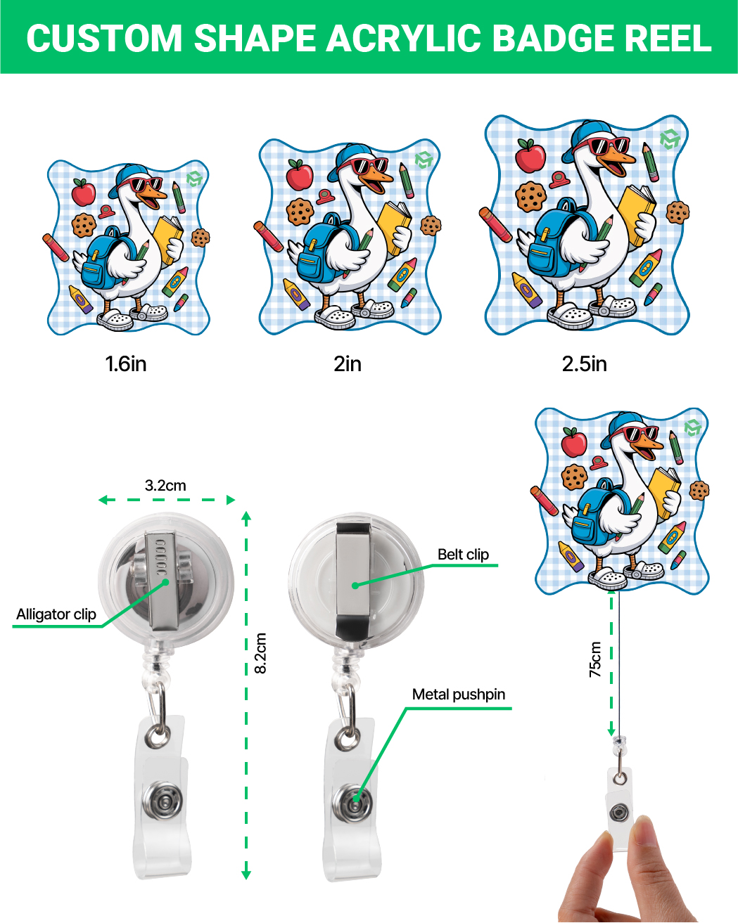 Custom Shape Acrylic Badge Reel