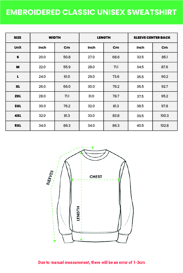 3D Puff Embroidered Lightweight Classic Unisex Sweatshirt 