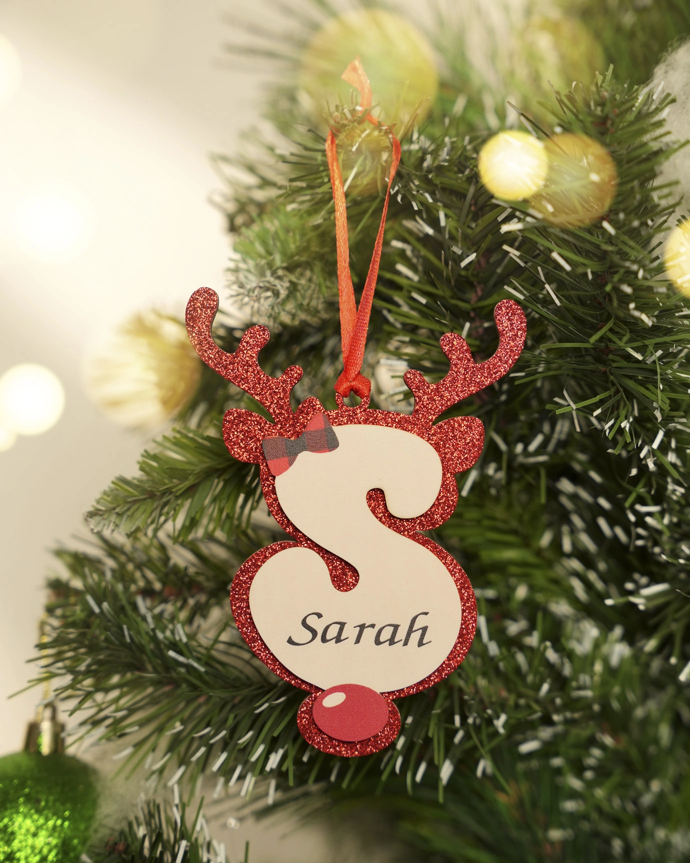 Custom Shape 2-Layer Glitter Wood Ornament