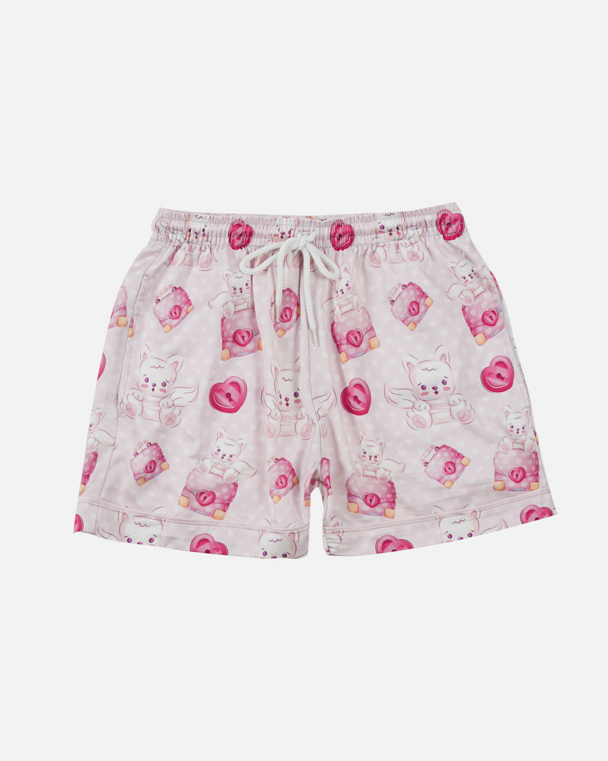 All-over Print Satin Short-Sleeve Pajamas Set (No Pocket)