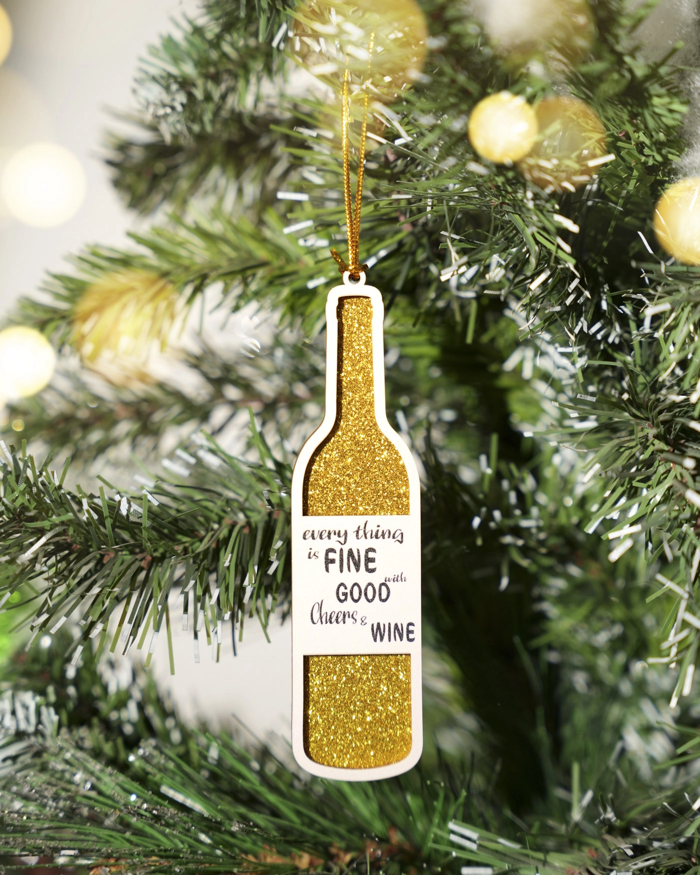 Custom Shape 2-Layer Glitter Wood Ornament