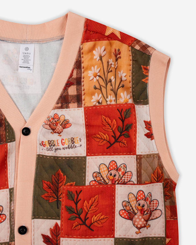 All-over Print Knitted Cardigan Vest