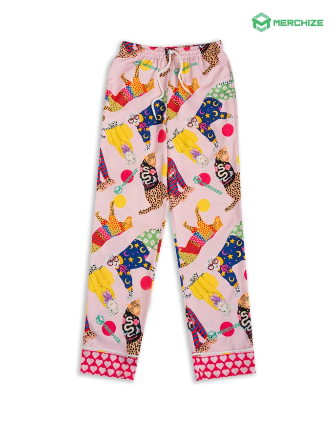 All-over Print Satin Pajama Pants