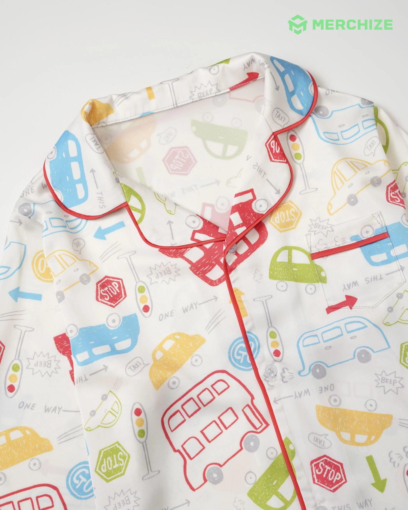 All-over Print Kid Satin Pajamas Set