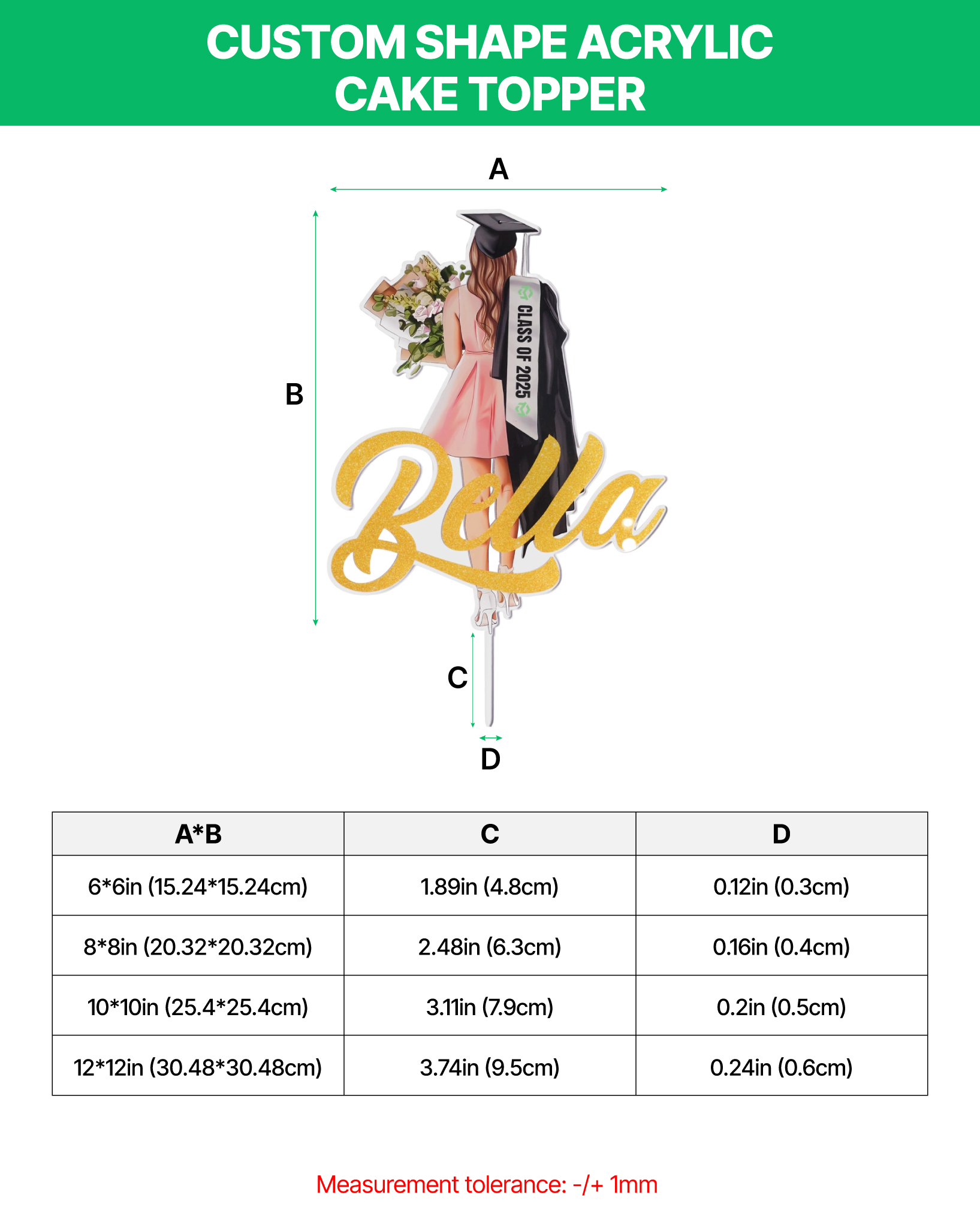 Custom Shape Acrylic Cake Topper