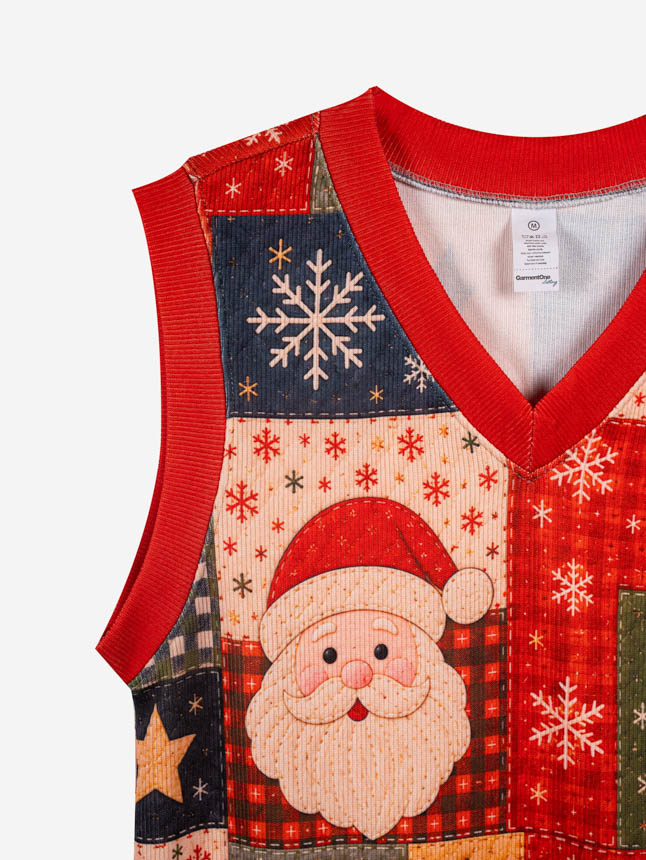 All-over Print Knitted V-Neck Vest