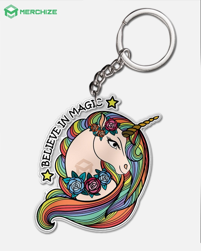 Custom shape 1 sided Acrylic Keychain Print On Demand Merchize