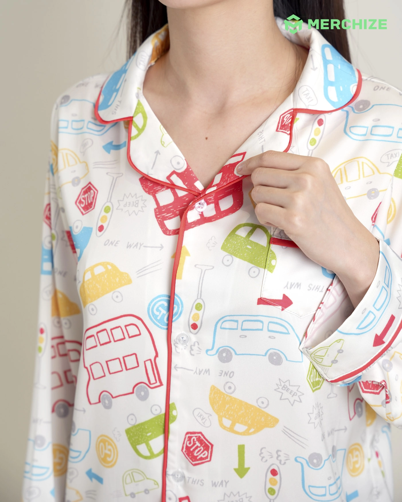 All-over Print Kid Satin Pajamas Set