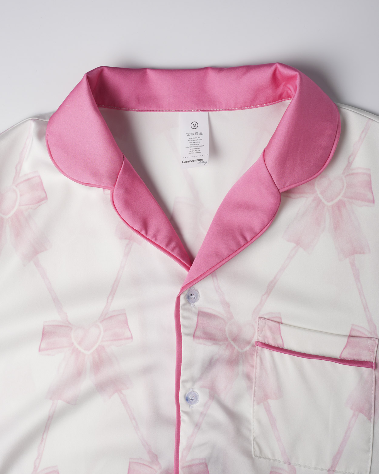 All-over Print Satin Short-Sleeve Pajama Shirt