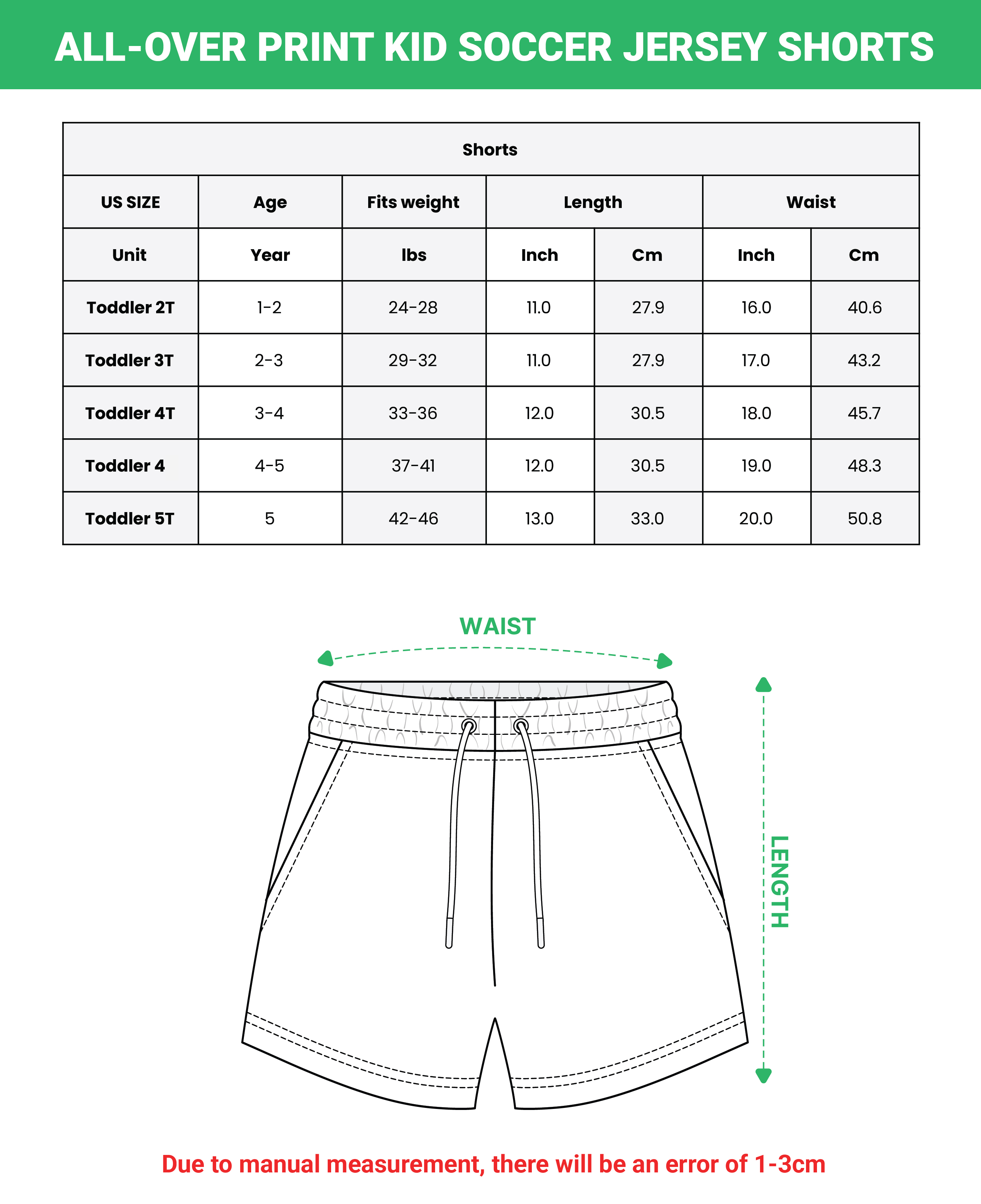 All-over Print Kid Soccer Jersey Shorts