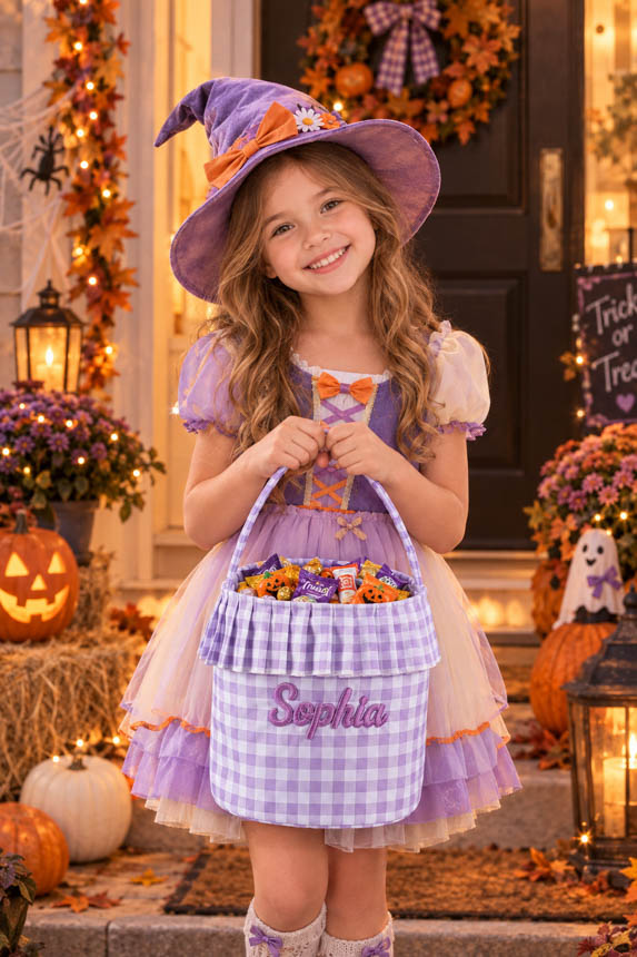 3D Puff Embroidered Ruffle Basket