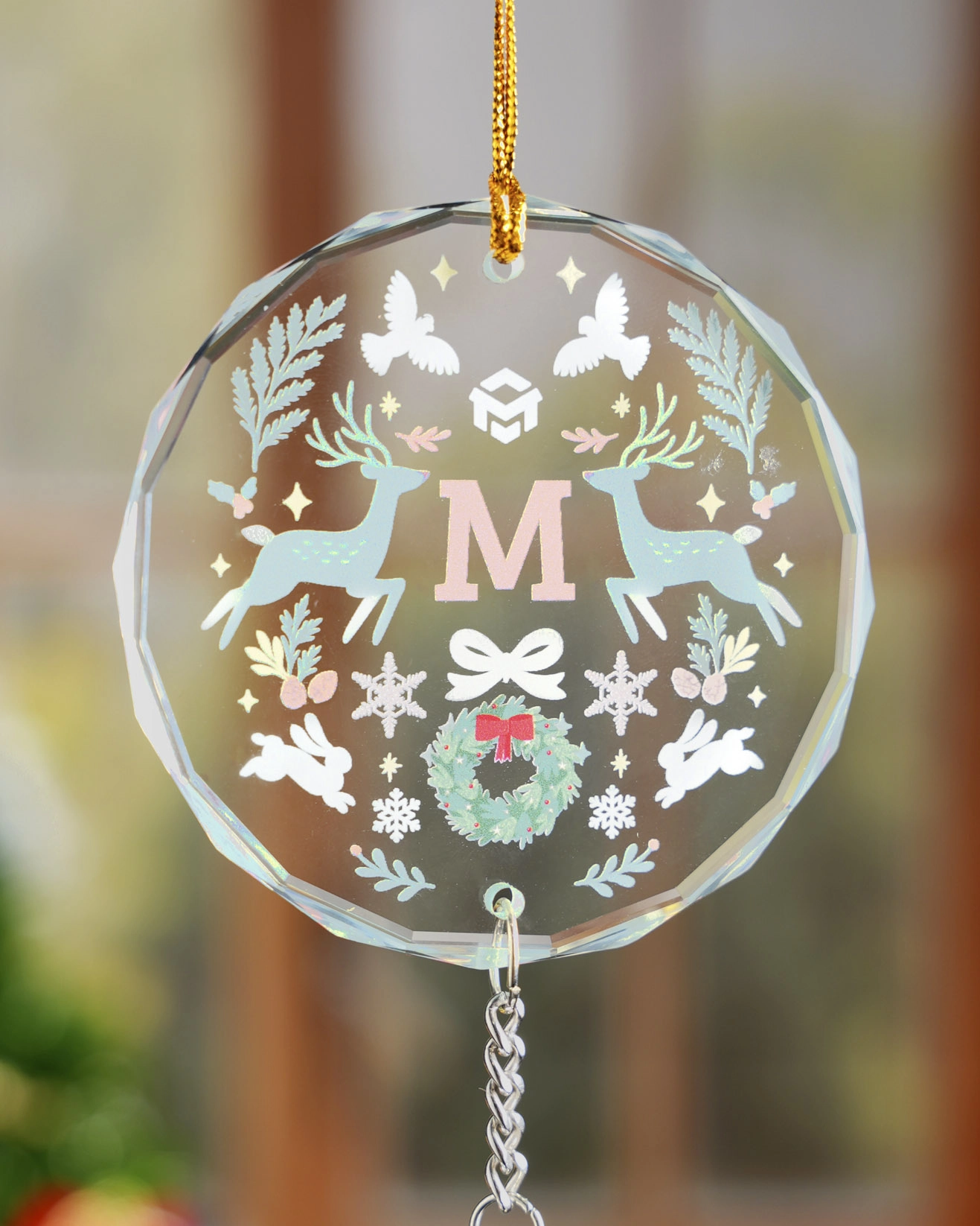 Glass Ornament With Crystal Charm