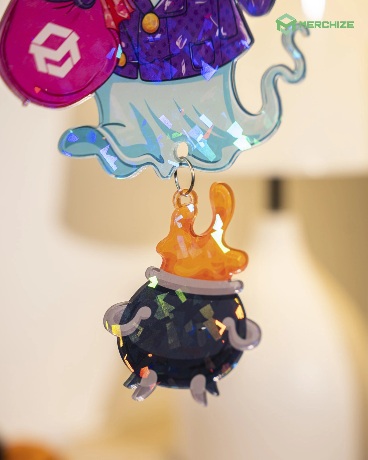 Custom Shape Acrylic Hologram Ornament With Charm 