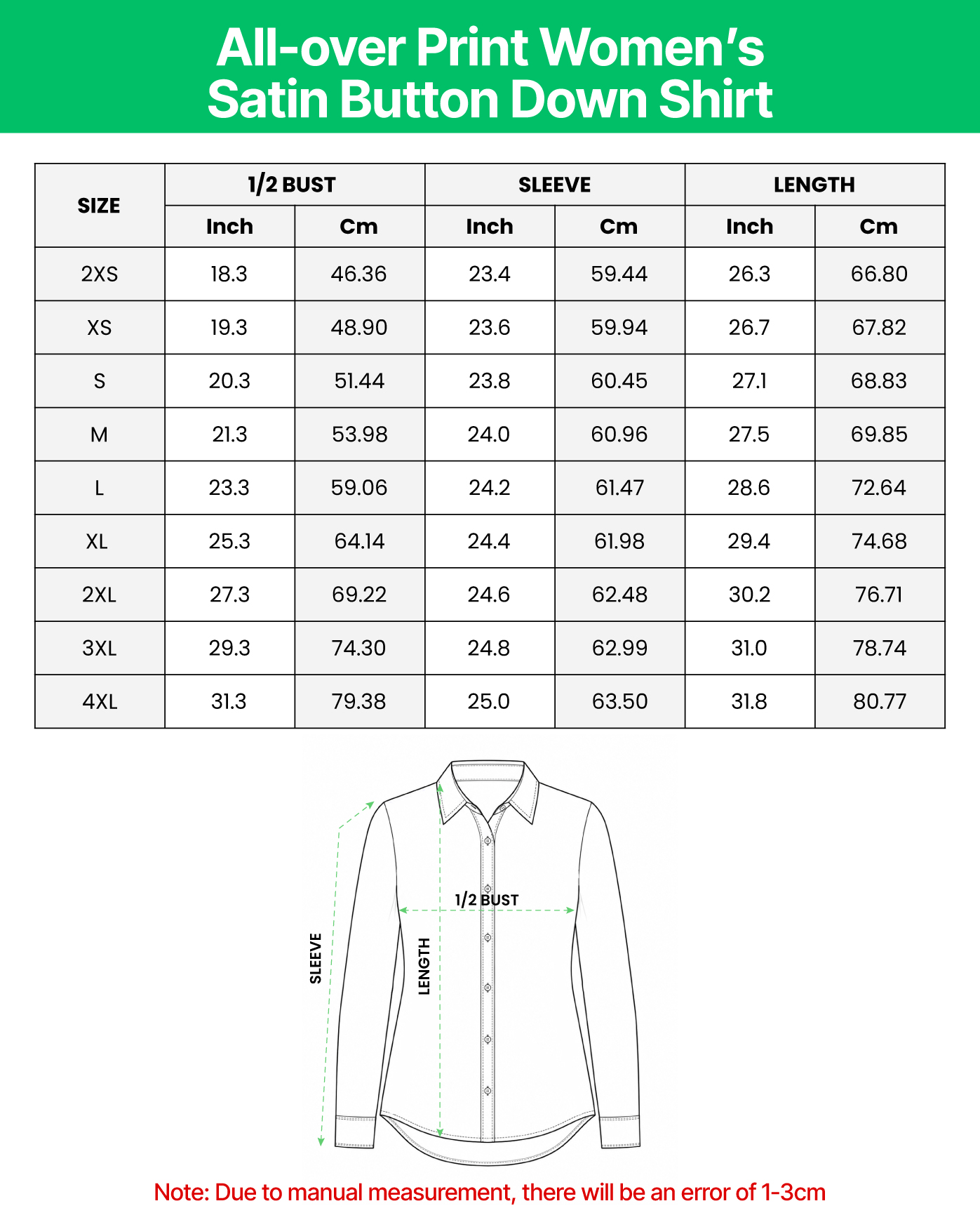 All-over Print Women’s Satin Button Down Shirt 