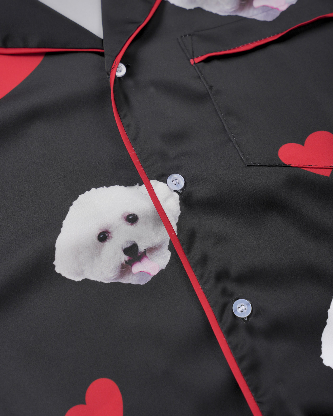 All-over Print Men's Satin Short-Sleeve Pajamas Set with Long Pants