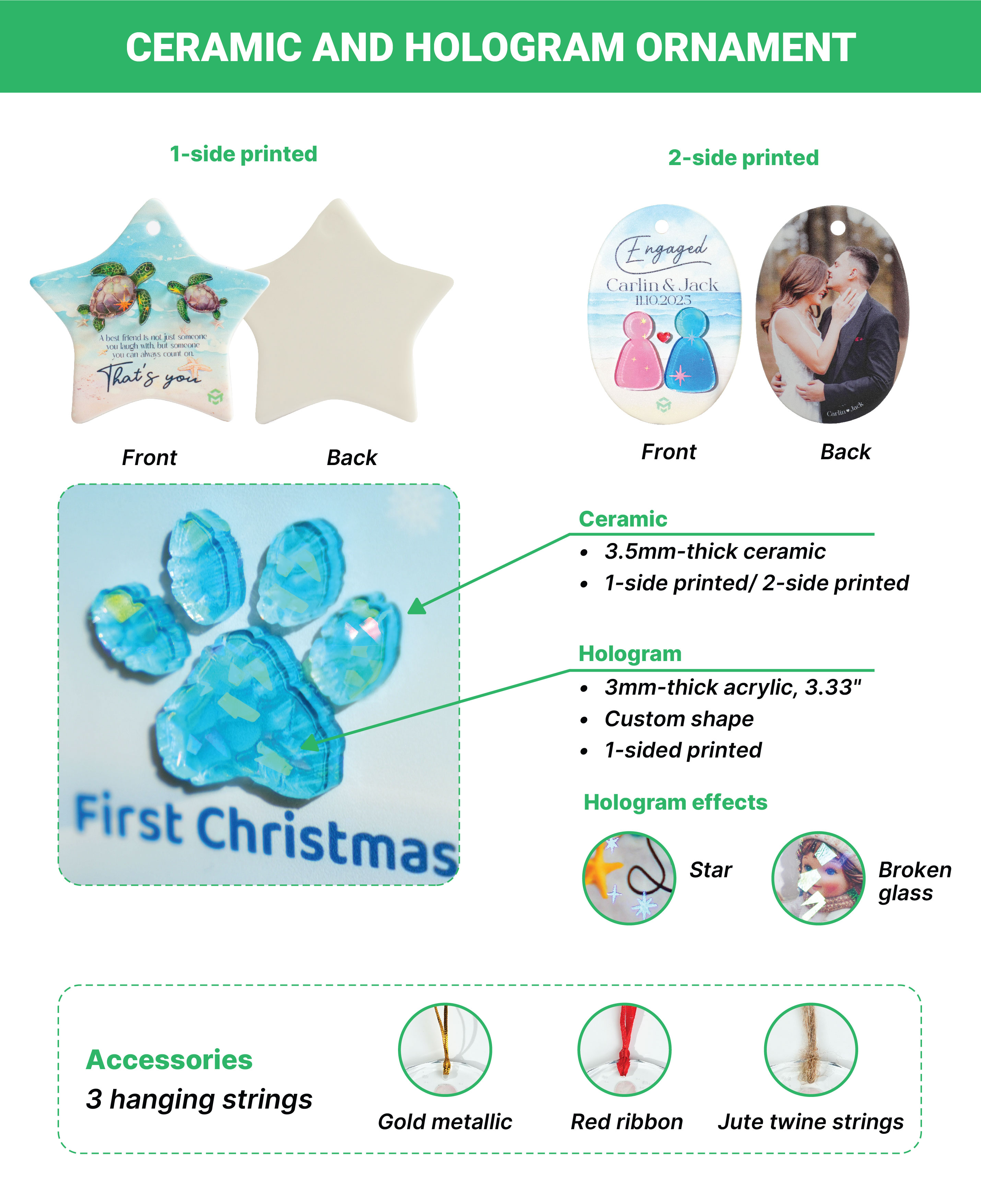 Ceramic and Hologram Ornament