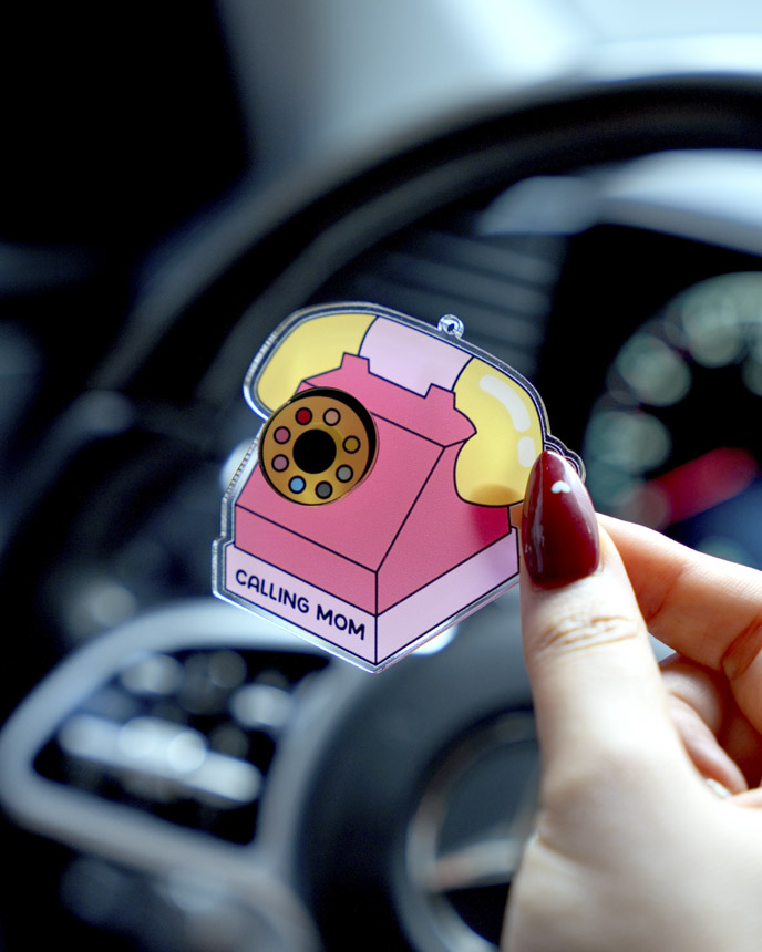 Custom Shape Acrylic Car Clip With Spinning Charm