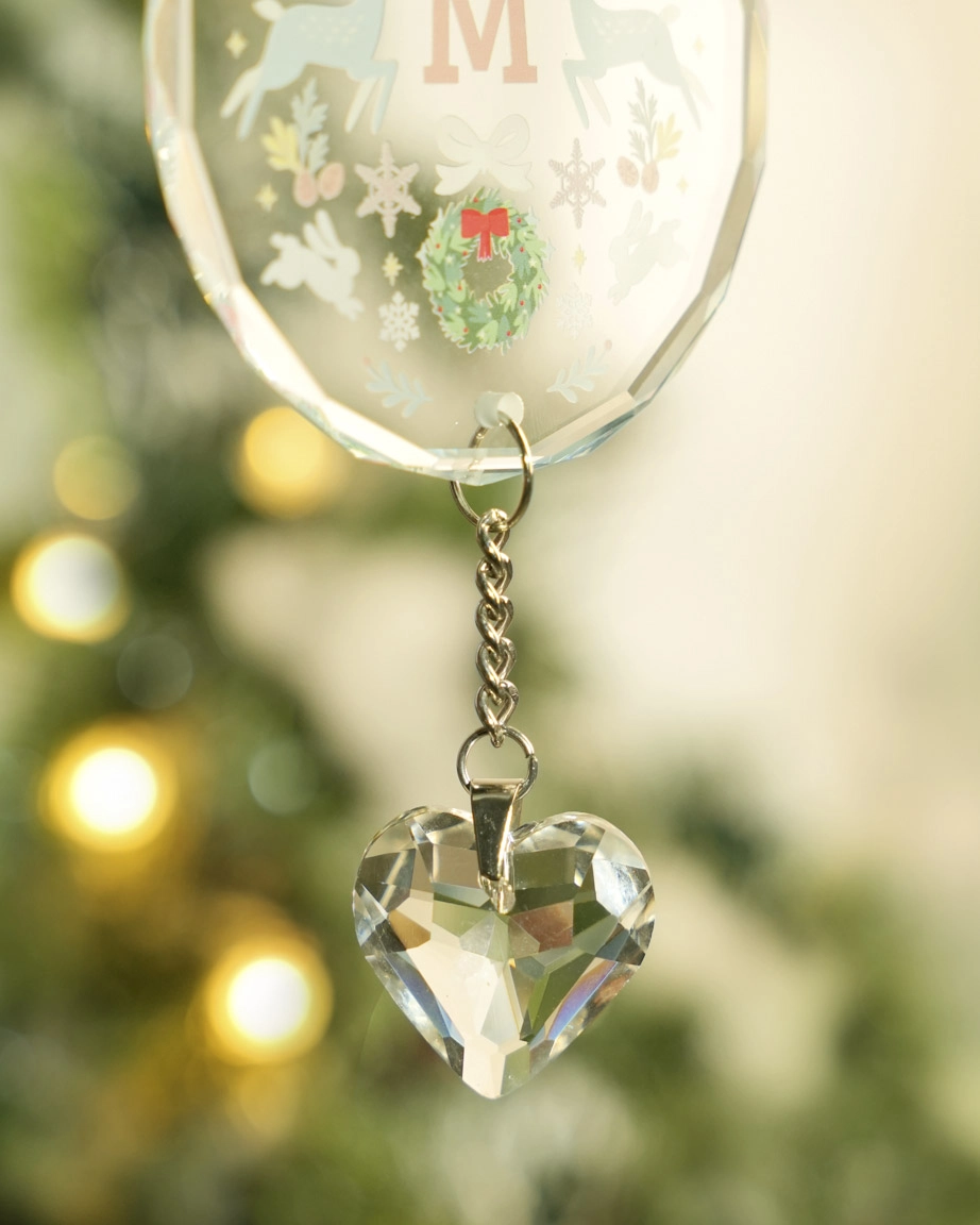 Glass Ornament With Crystal Charm