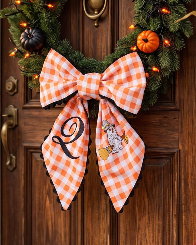 Embroidered Lace Door Wreath Sash