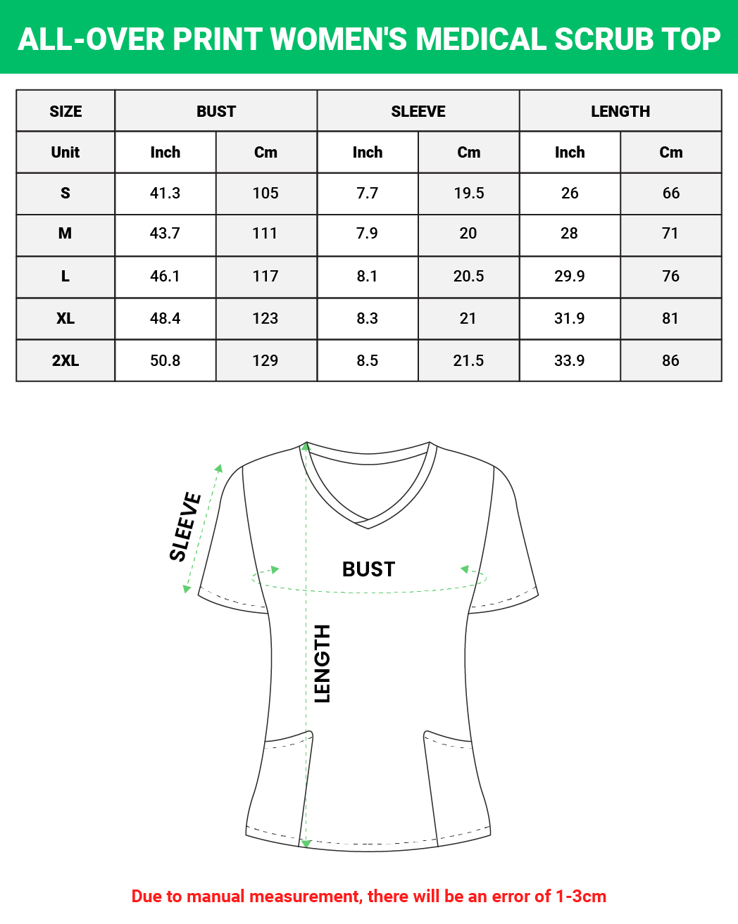 All-over Print Women's Medical Scrub Top