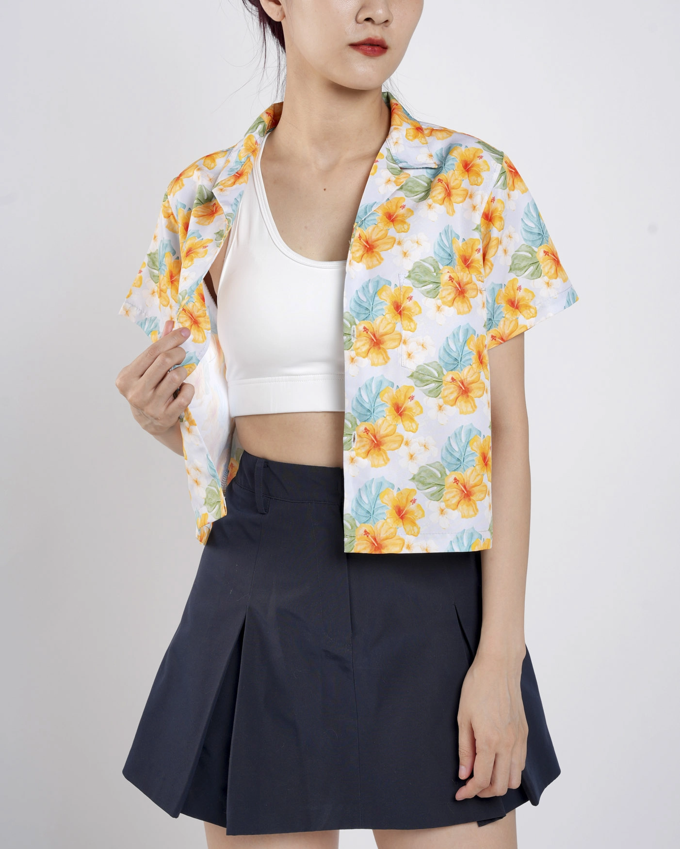 All-over Print Womens' Crop Hawaiian Shirt