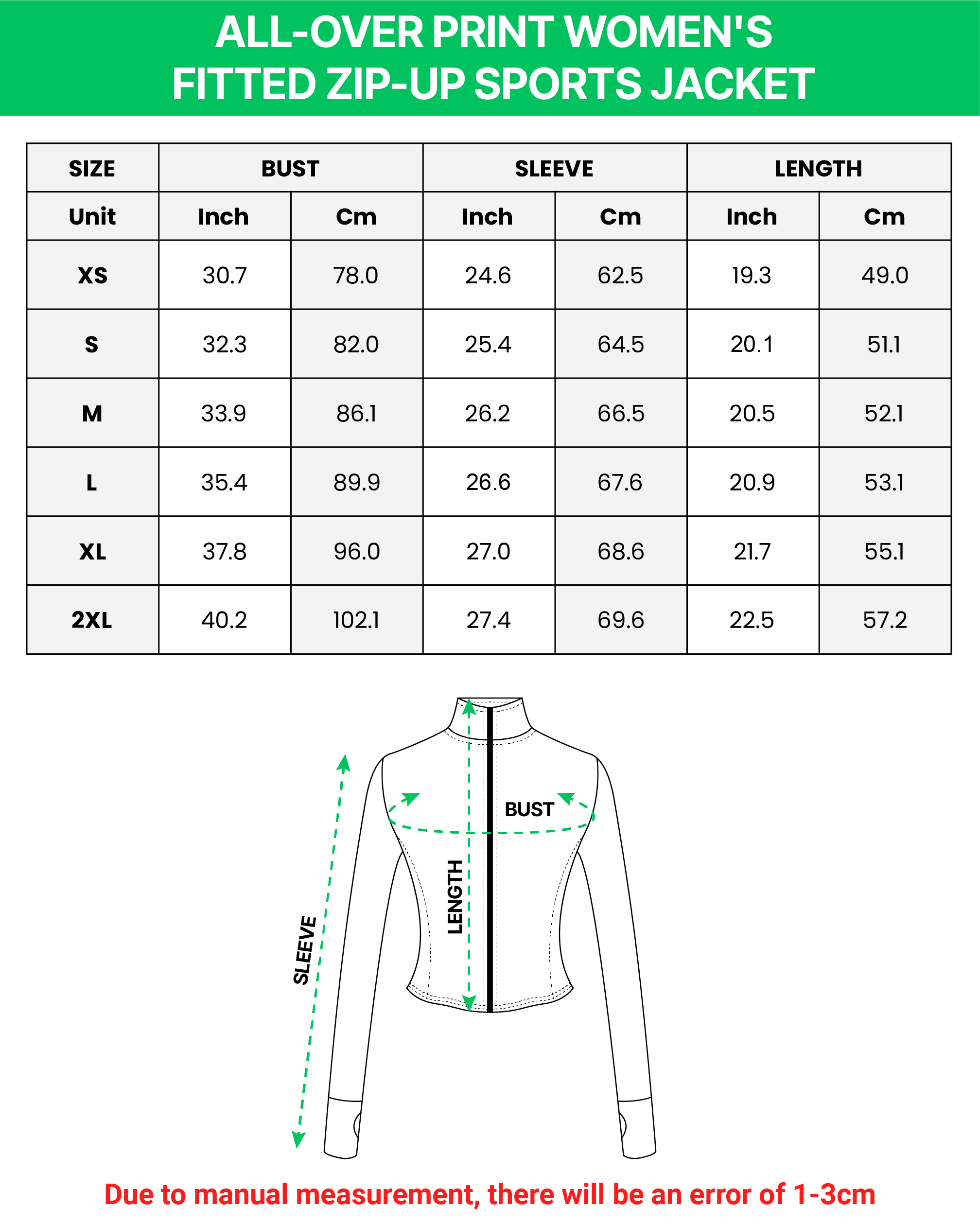 All-over Print Women's Fitted Zip-Up Sports Jacket