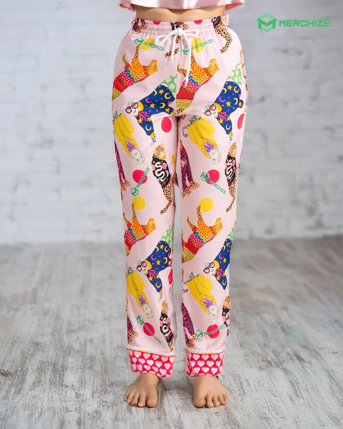 All-over Print Satin Pajama Pants