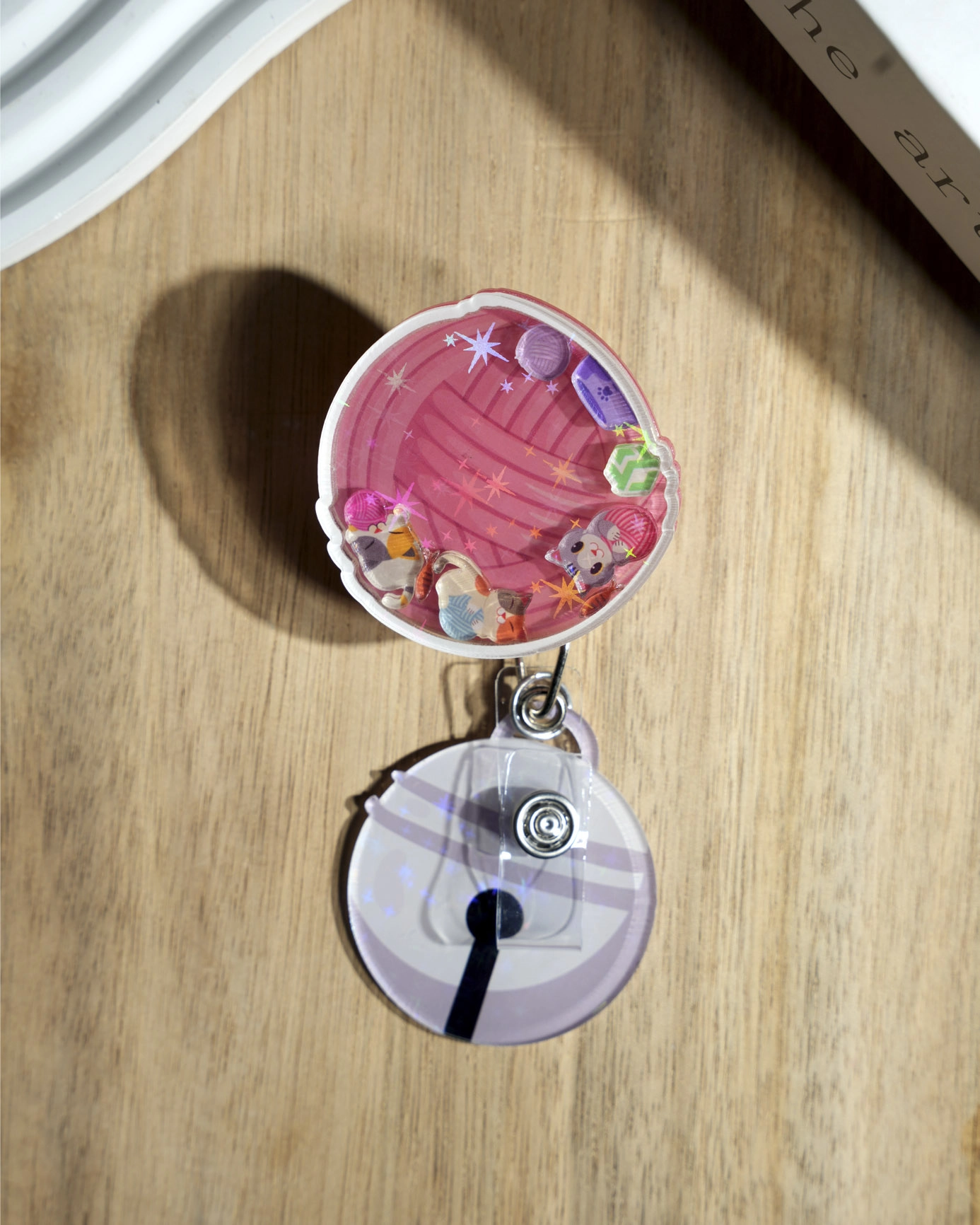 Custom Shape Hologram Shaker Badge Reel With Charm