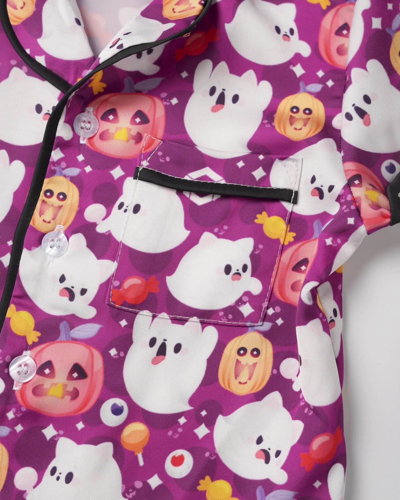 All-over Print Kid and Youth Satin Short-Sleeve Pajamas Set