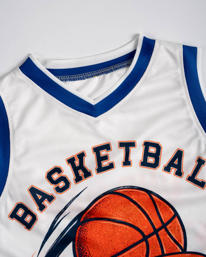 All-over Print Kid and Youth Basketball V-neck Jersey Set