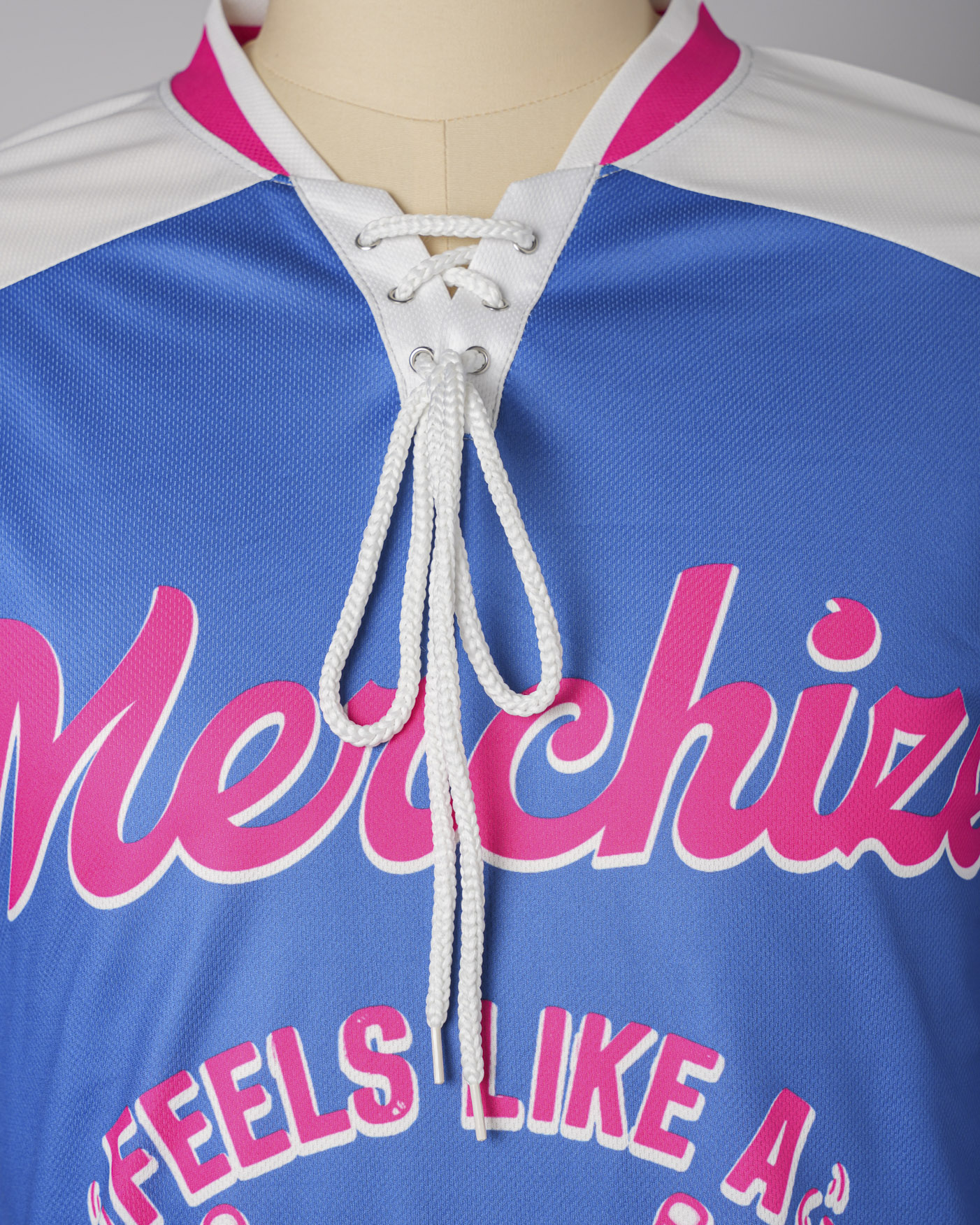  All-over Print Lace Neck Hockey Jersey with Shoulder Yoke