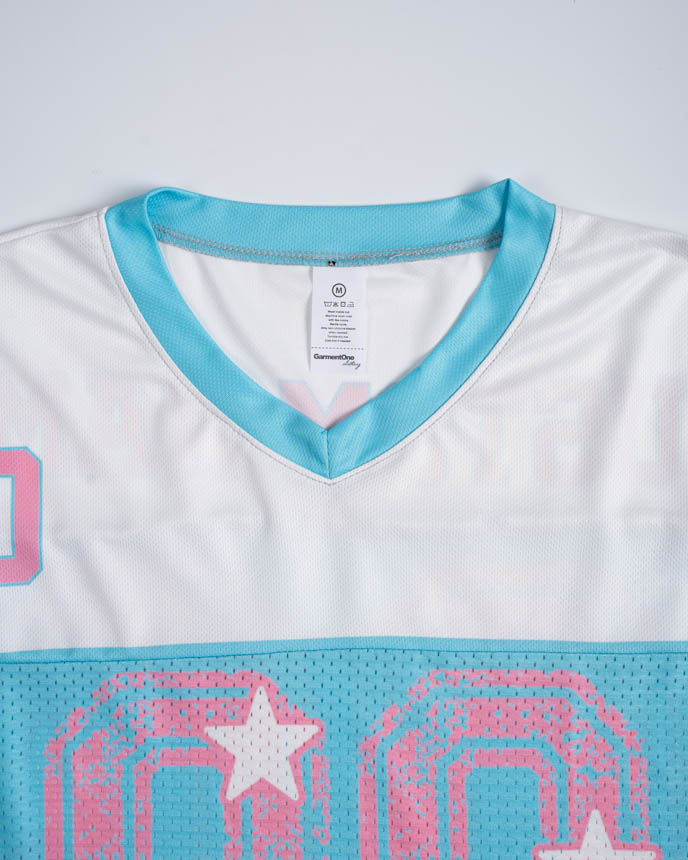 All-over Print V-Neck Hybrid Mesh Crop Top Football Jersey (Midweight)