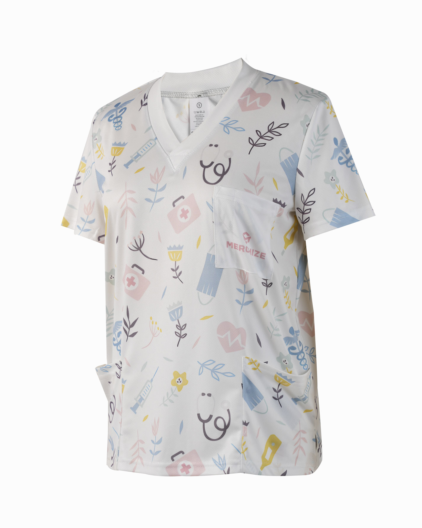 All-over Print Women's Medical Scrub Top