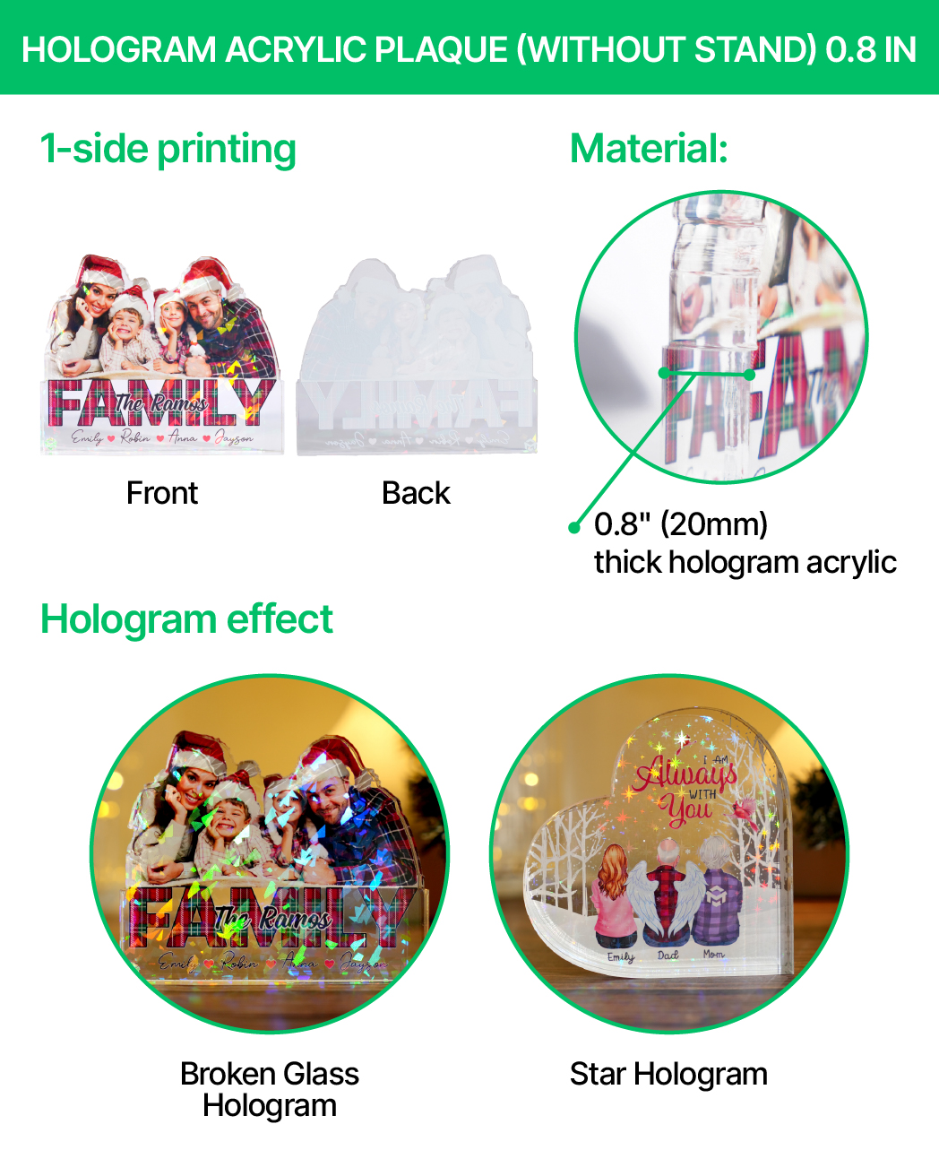 Hologram Acrylic Plaque (without stand) 0.8 IN