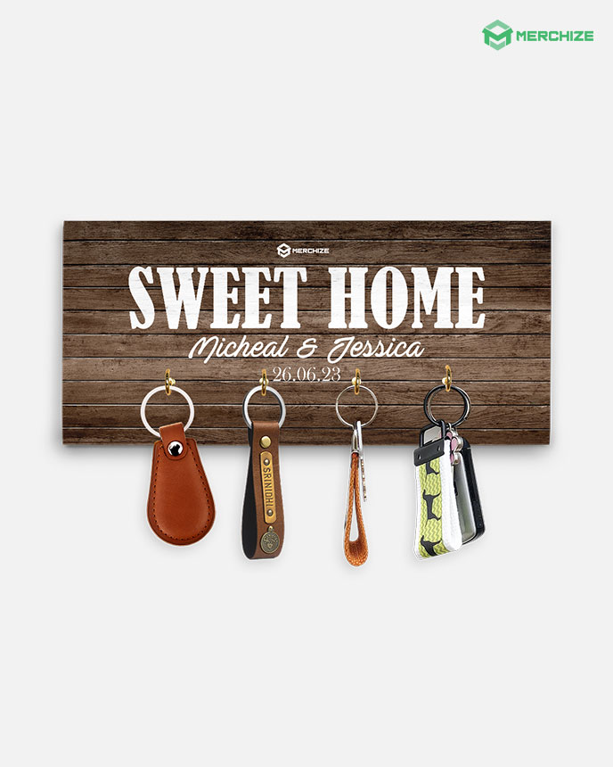 Key Holder- Wall Mounted- Key Hooks- Keychain Rack- Live Edge Wood