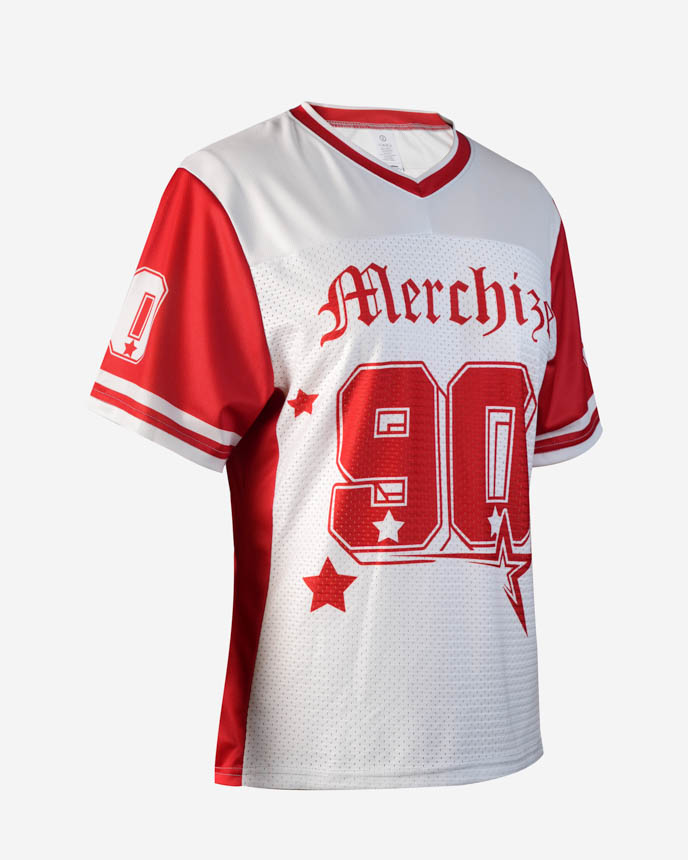 All-over Print Women's Hybrid Mesh V-neck Short Sleeve Jersey With Name Patch