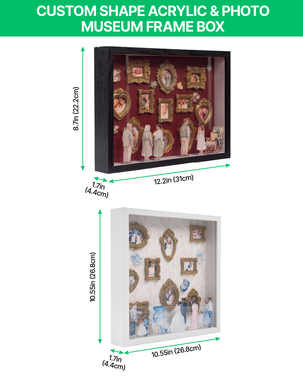Custom Shape Acrylic And Photo Museum Frame Box