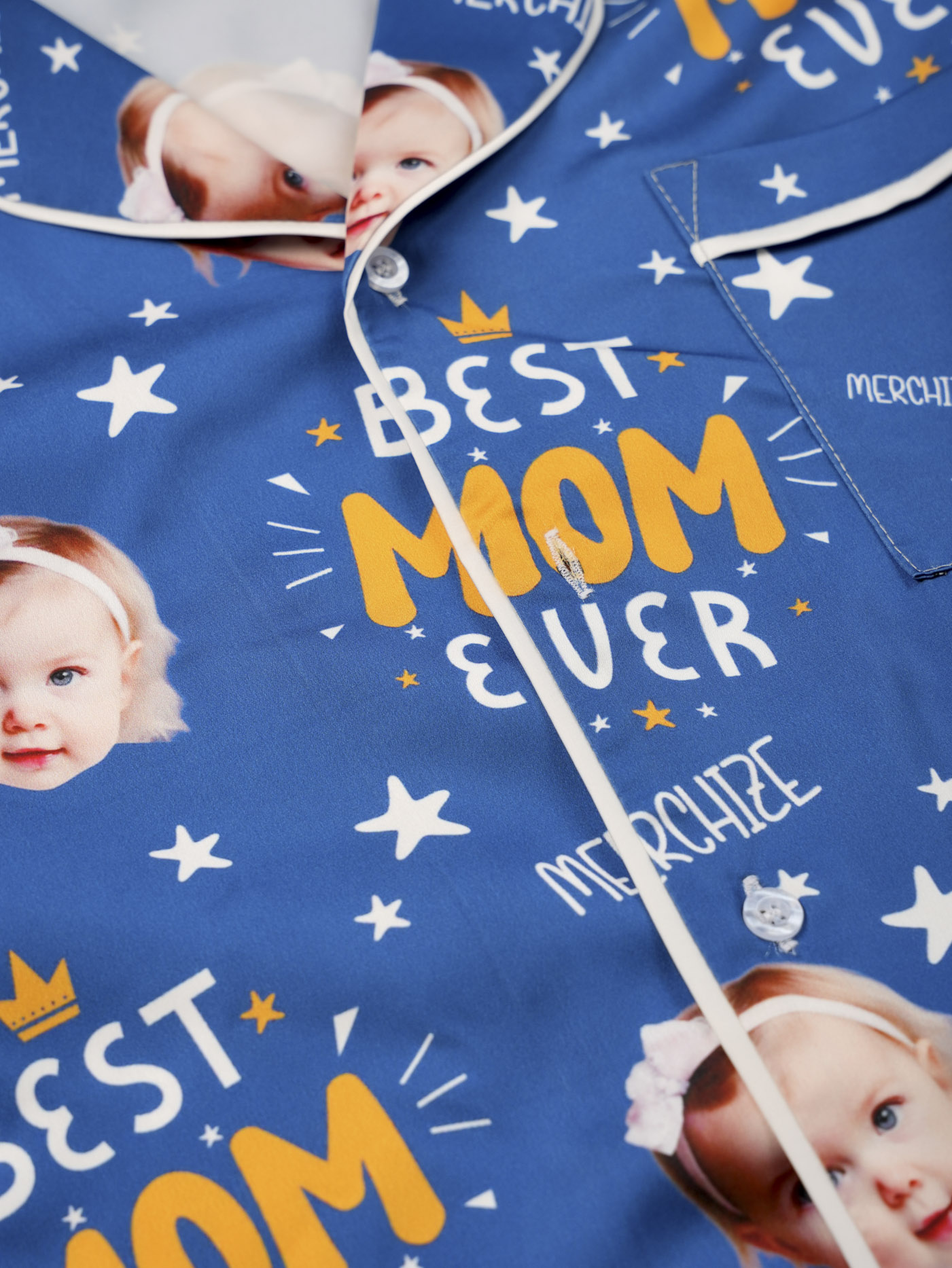 All-over Print Satin Long-Sleeve Pajama Shirt