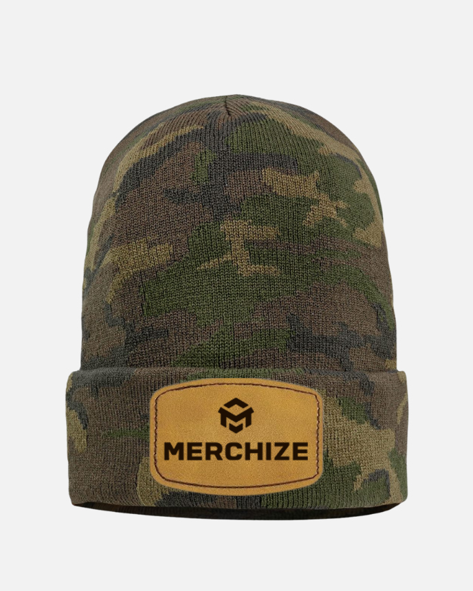 Engraved Leather Patch Beanie SP12 (Made in US) 